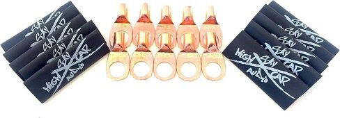 (10) 8 Gauge Copper Ring Terminals 3/8" Black Heat Shrink Tubing Lugs in Saudi Arabia