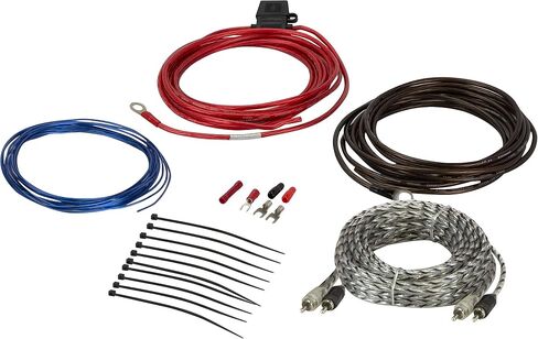 Scosche Install Centric ICAK44 True 4 Gauge Hybrid OFC 4-Channel High Current Amplifier Wiring Kit مجموعة كاملة للسيارة Amp Kit زوج ملتوي من كابلات الصوت، حامل الصمامات في الخط in Kuwait