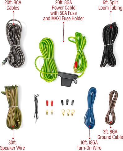 BOSS Audio Systems KIT2 8 Gauge Car Amplifier Installation Wiring Kit in Kuwait
