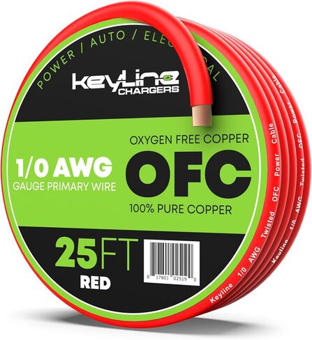 8 Gauge Wire (25ft) AWG Amp Battery Cable for Automotive Electrical Wiring - Oxygen Free Copper (OFC) Welding Cable 8GA - Car Amplifier Power & Ground Cable, Stereo Audio Speakers, RV Trailer Wiring in Kuwait