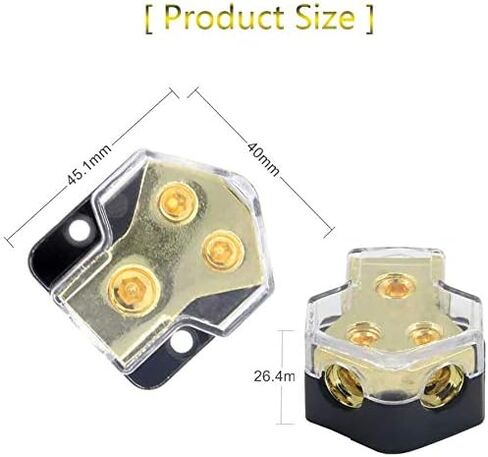 2 Way Power Distribution Block, 0/2/4 AWG Gauge in, 4/8/10 Gauge Out, Car Audio Stereo Amp Distribution Connecting Block for Audio Splitter (2Way) in Kuwait