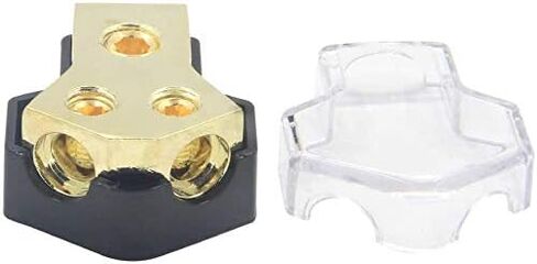 2 Way Power Distribution Block, 0/2/4 AWG Gauge in, 4/8/10 Gauge Out, Car Audio Stereo Amp Distribution Connecting Block for Audio Splitter (2Way) in Kuwait