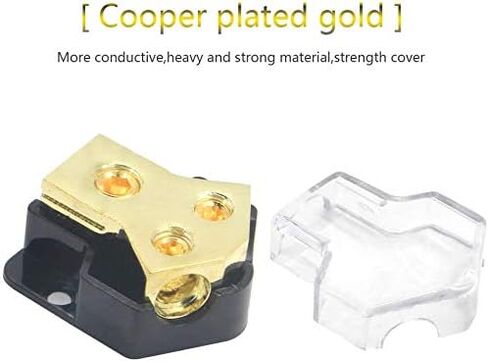 2 Way Power Distribution Block, 0/2/4 AWG Gauge in, 4/8/10 Gauge Out, Car Audio Stereo Amp Distribution Connecting Block for Audio Splitter (2Way) in Kuwait