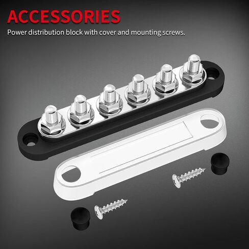DaierTek 12V Bus Bar 6 x 5/16" (M8) Terminal Studs 12 Volt Power Distribution Block with Cover Battery Bus Bar 12V - 48V Positive & Negative for Automotive Car Boat Solar System in Saudi Arabia