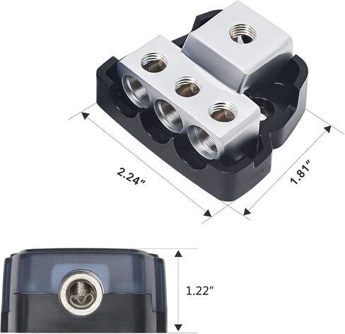 Recoil DB12 2 Way Power Distribution Block Ground Block Car Audio | Distributor 1 X 0/2/4 Gauge In / 2 X 4/8 Gauge Out Amplifier Splitter in Kuwait