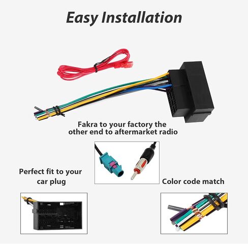 RED WOLF Car Stereo Wiring Harness Antenna Adapter Plug Compatible with Dodge Ram 2013-2020, Jeep 2014-2020, Chrysler 2015-2020 Aftermarket Stereo Nav Cable Connector No Factory Premium Amp in Saudi Arabia