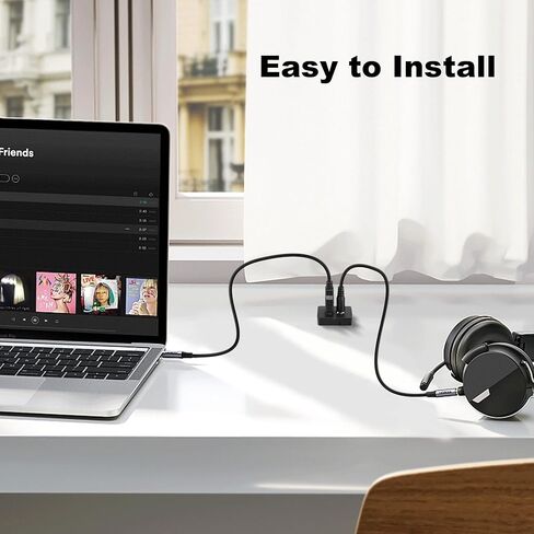 YACSEJAO Flush Mount Cable USB 2.0+3.5 mm AUX Extension Dash Panel Mount Cable for Car, Boat and Motorcycle, 1M/3.3Ft in Kuwait