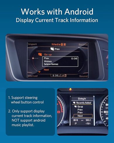 محول INVERY Airdual Car Bluetooth 5.0 aptX-HD لواجهة الموسيقى 30 دبوس iPod iPhone يتضمن Audi Mercedes Volkswagen (كابل AMI iPod iPhone غير متضمن) in Kuwait