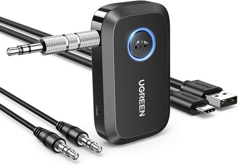 UGREEN 5.3 Aux Bluetooth Adapter for Car, [Greater Connection] 3.5mm Bluetooth Adapter Wireless Audio Receiver for Car Stereo/Home Stereo/Wired Headphones/Speaker, 15H Battery Life in Kuwait