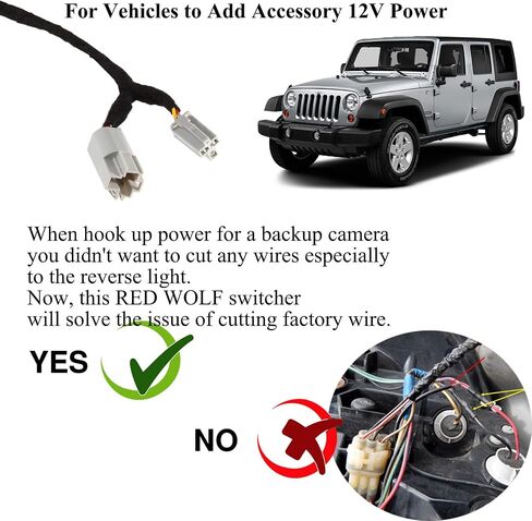 RED WOLF 12 Volt Power Adapter Wiring Harness Switch Connector Plug w/Fuse for Chrysler Dodge Ram 2001-2022 Power Outlet to Add Backup Camera CB Radio Radar Detectors Portable GPS in Saudi Arabia