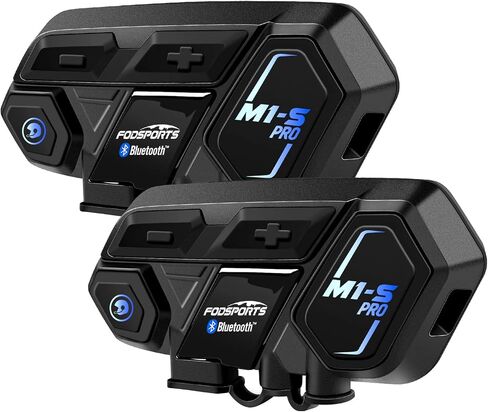 Fodsports Motorcycle Bluetooth Intercom, Music Sharing, M1S Pro 2000m 10 Riders Group Helmet Communication System Headset Universal Wireless Interphone (Waterproof/Handsfree/Stereo Music/GPS/2 Mic) in Kuwait