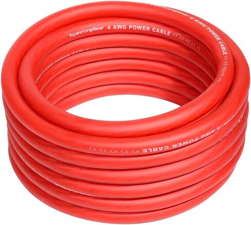 TOPSTRONGGEAR 4 Gauge 25ft Black and 25ft Red Power/Ground Wire True 4 AWG Power Wire-True Spec and Soft Touch Cable (Black&Red) (25FT Red & 25FT Black) in Saudi Arabia