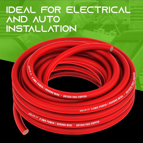GEARit 0 Gauge Wire OFC 25 ft Red, 1/0 OFC Wire Battery Cable, Oxygen-Free Copper Power Wire for Car Audio Amp, RV, Marine, Inverter in Kuwait