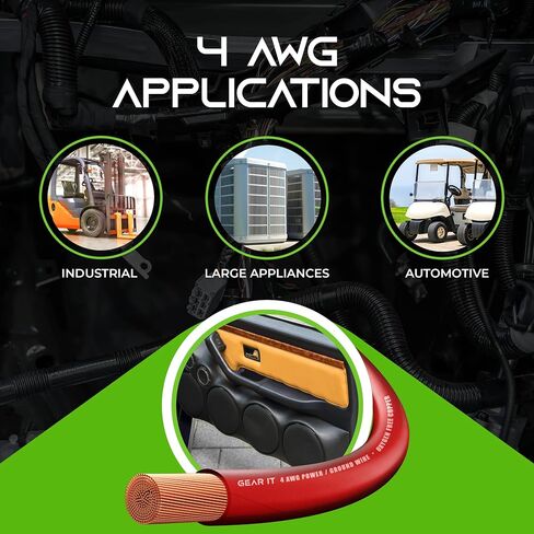 GEARit 0 Gauge Wire OFC 25 ft Red, 1/0 OFC Wire Battery Cable, Oxygen-Free Copper Power Wire for Car Audio Amp, RV, Marine, Inverter in Kuwait