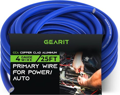 GearIT 4 Gauge CCA Ground Wire (25FT Each - Black and Red) All-in-One Kit: Crimping Tool, Cutter, 15 Lugs, and 20 Heat Shrink Wrap in Saudi Arabia
