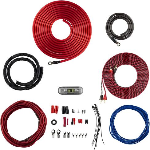 DS18 AK4 Complete 4 Gauge CCA Amplifier Installation Wiring Kit - Ampkit Helps Make Connections, Brings Power to Your Radio, Subwoofers, Speakers with Super Flex Wire - 1200W for 1 Amplifier in Saudi Arabia