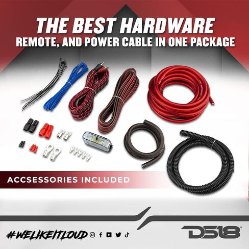 DS18 AK4 Complete 4 Gauge CCA Amplifier Installation Wiring Kit - Ampkit Helps Make Connections, Brings Power to Your Radio, Subwoofers, Speakers with Super Flex Wire - 1200W for 1 Amplifier in Saudi Arabia