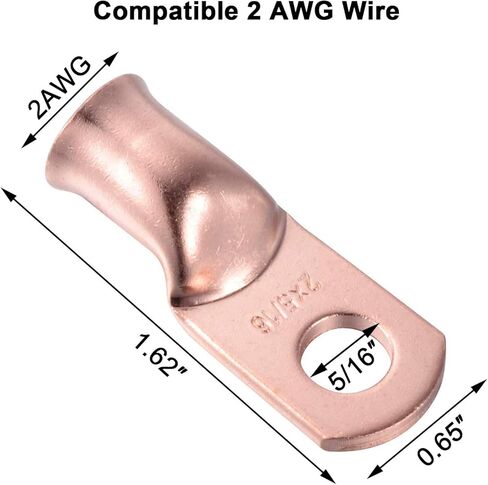 8 Pcs 1 AWG x 3/8 Copper Battery Cable Lugs, Heavy Duty Ring Terminals Connectors, UL Listed Bare Eyelets Tubular Ring Battery Lugs for 1 Gauge Wire - Battery Cable Ends in Saudi Arabia