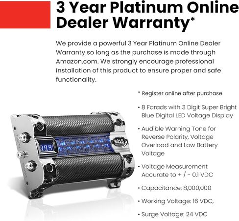 BOSS Audio Systems CAP18, 18 Farad Car Capacitor, Energy Storage in Saudi Arabia