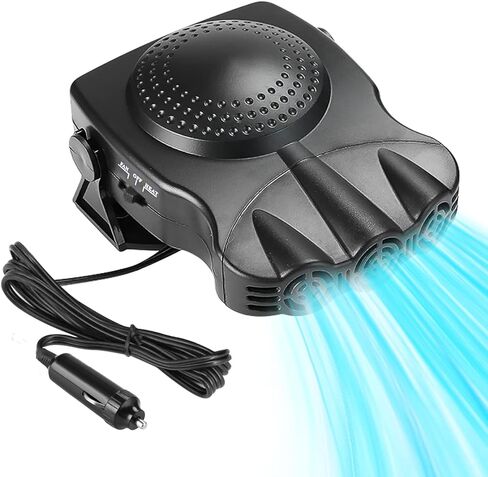 مروحة تبريد السيارة 12 فولت، تبريد وتسخين سريع 2 في 1 للزجاج الأمامي للسيارة، مزيل صقيع سخان السيارة المحمول الذي يتم توصيله بولاعة السجائر بقاعدة دوارة 180 درجة، مروحة تسخين وتبريد السيارة بقدرة 150 وات in Kuwait