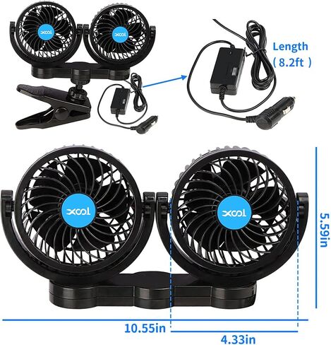 XOOL مروحة السيارة، مراوح السيارة الكهربائية لركاب المقعد الخلفي المحمولة مقعد السيارة مروحة مسند الرأس 360 درجة للتدوير مروحة المقعد الخلفي للسيارة 12 فولت مروحة تبريد الهواء مع تنظيم السرعة بدون خطوات لسيارات الدفع الرباعي، RV، المركبات in Saudi Arabia