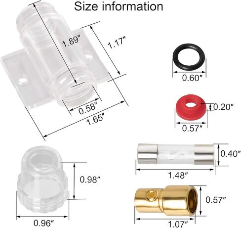 OIIKI 4-8 Gauge AWG in-line AGU Fuse Holder with 2 PCS 60A AGU Type Fuse for Car Audio, Alarm Amplifier, Truck Audio, Compressors in Saudi Arabia