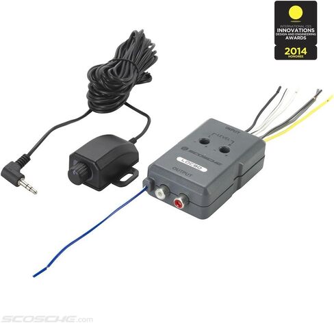 Scosche LOC90 Line Output Converter Adjustable Amplifier Add On Module for Car Stereo, 2-Channel Signal Sensing Speaker Wire to RCA Adapter with Remote Control Knob, Grey in Kuwait