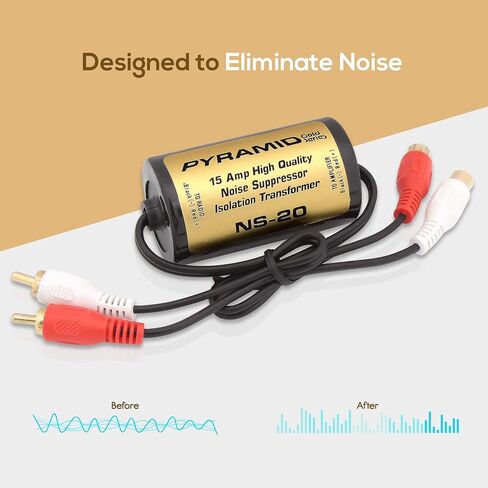 Pyramid 200W 15A RCA Noise Suppressor - Designed for Audio Signals & to Eliminate Noise, Isolation Transformer, Used w/ Amplifier or EQ, Install w/ RCA Jacks & Unique Noise Detection Circuit NS20 in Kuwait