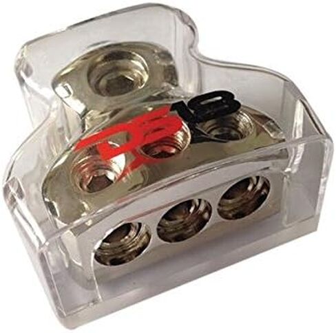 DS18 DB1024 Distribution Block (12 pack) - 1 x 0GA In/ 2 x 4GA Out, Nickle Plated Internal Materials, High-Strength Heat Resistant Plastic Housing, Oversized Screws for Secure Connections (1 In 2 Out) in Kuwait