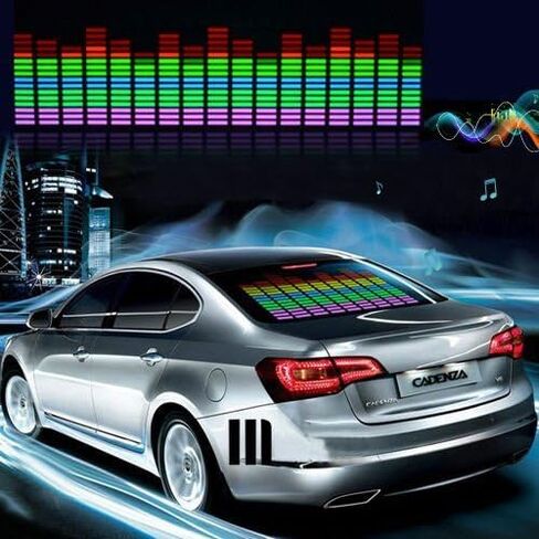 F AND B LED LIGHT Sound Music Beat Activated Car Stickers Equalizer Glow LED Light Audio Voice Rhythm Lamp (18In X 4.5In (45cm X 11cm), Colorful) in Saudi Arabia