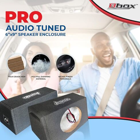 Atrend Bbox Vented 6" x 9" Pro Audio Tuned Speaker Subwoofer Enclosures - Designed, Engineered in USA - Improve Audio Quality, Sound & Bass - Nickle Finish Terminals in Saudi Arabia