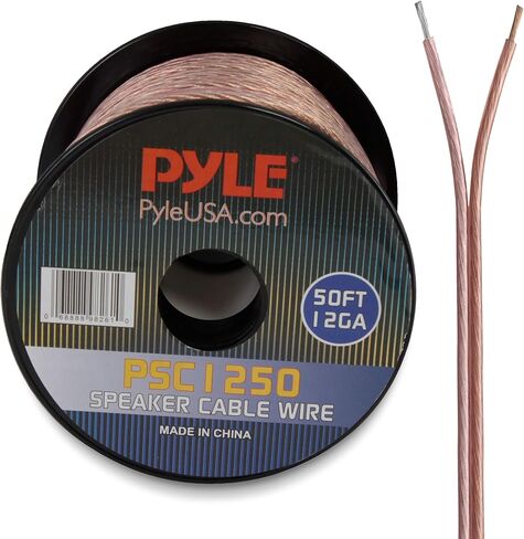 Pyle 50ft 12 Gauge Speaker Wire - Copper Cable in Spool for Connecting Audio Stereo to Amplifier, Surround Sound System, TV Home Theater and Car Stereo - PSC1250 in Saudi Arabia