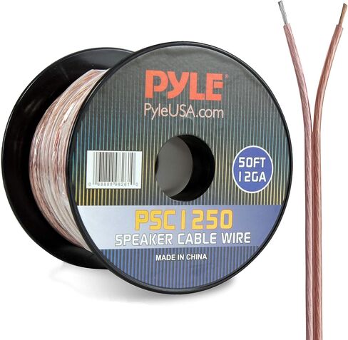 Pyle 50ft 12 Gauge Speaker Wire - Copper Cable in Spool for Connecting Audio Stereo to Amplifier, Surround Sound System, TV Home Theater and Car Stereo - PSC1250 in Saudi Arabia