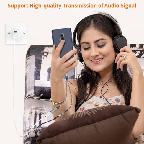 محول سماعة رأس وشاحن USB C إلى 3.5 ملم، كابل USB 2 في 1 من النوع C إلى Aux Jack Dongle مع PD 60 وات شحن سريع لهاتف iPhone 15 16 17 Pro Max Air وSamsung Galaxy S23 S24 S25 Ultra وNote 20 وiPad Pro in Kuwait