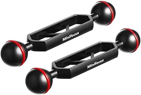 MINIFOCUS 8" Double Aluminum Extension Arm, 1" Ball Head Connector Underwater CNC Arm System Ball Head Extension for Strobe/Video Light/Diving Camera Tray, Waterproof and Rustproof (2pack) in Saudi Arabia