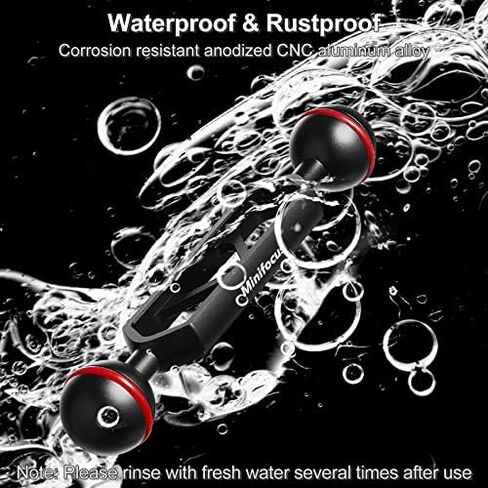 MINIFOCUS 8" Double Aluminum Extension Arm, 1" Ball Head Connector Underwater CNC Arm System Ball Head Extension for Strobe/Video Light/Diving Camera Tray, Waterproof and Rustproof (2pack) in Saudi Arabia