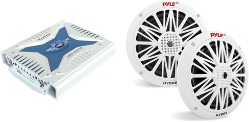 Pyle 2.1 Bluetooth Marine Amplifier Receiver - Waterproof 4 Channel Wireless Bridgeable Audio Amp for Stereo Speaker with 1000 Watt Power Dual MOSFET Supply, GAIN Level and LED Indicator -PLMRA430BT in Kuwait