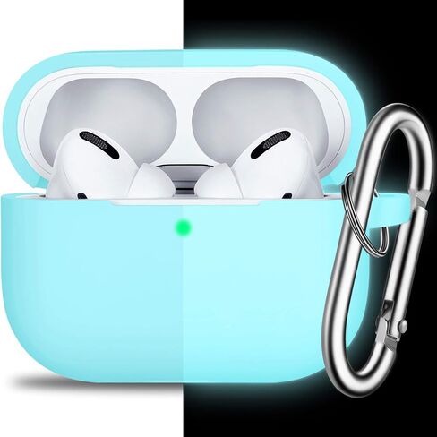 R-fun Compatible with AirPods Pro Case with Keychain,Full Protective Silicone Skin Accessories for Women Men Girl Compatible with Apple 2019 Latest AirPods Pro Case,Front LED Visible,Black in Saudi Arabia