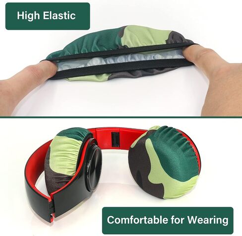 PChero Headphone Ear Covers, Stretch Fabric Earpad Cushion Protectors | 2 Pairs, Fit 3.5" - 4.3" Ear Pads, Black, Machine Washable, Stay Cool & Dry During Gym, Workouts, Gaming, Training in Kuwait