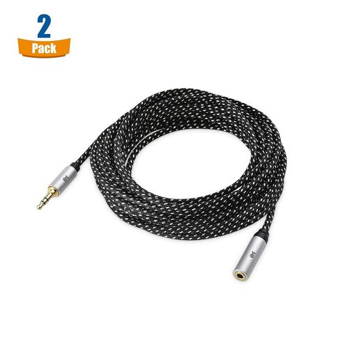 Cable Matters 2-Pack Headphone Extension Cable, 3.5mm Aux Extender, 10ft | Black, Male-to-Female Aux Extension, Gold-Plated Connectors, Flexible Jacket in Kuwait