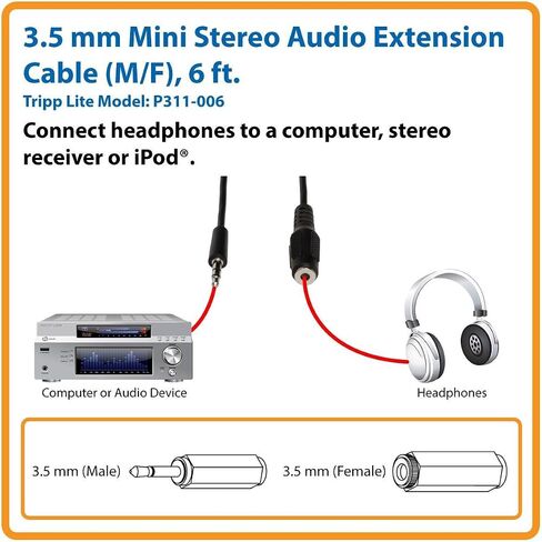 TRIPP LITE Female Mini Stereo Audio Extension Cable 6-feet اسود in Saudi Arabia
