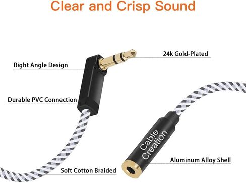CableCreation Headphone Extension Cable 15FT【2Pack】, 3.5mm Male to Female Stereo Headphone Extension Cable for Phones, Headphones, Speakers, Tablets, PCs, MP3 Players and More, 4.5M in Saudi Arabia