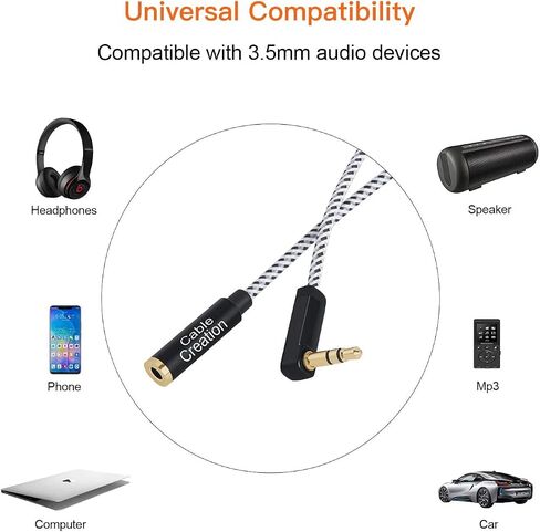 CableCreation Headphone Extension Cable 15FT【2Pack】, 3.5mm Male to Female Stereo Headphone Extension Cable for Phones, Headphones, Speakers, Tablets, PCs, MP3 Players and More, 4.5M in Saudi Arabia