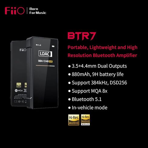 FiiO BTR7 سماعة رأس Amp مستقبل بلوتوث عالي الدقة DAC محمول يدعم MQA/LDAC/aptX HD 384K/32Bit DSD256 للهاتف/الكمبيوتر الشخصي/السيارة/الصوت المنزلي (تيتانيوم) in Saudi Arabia