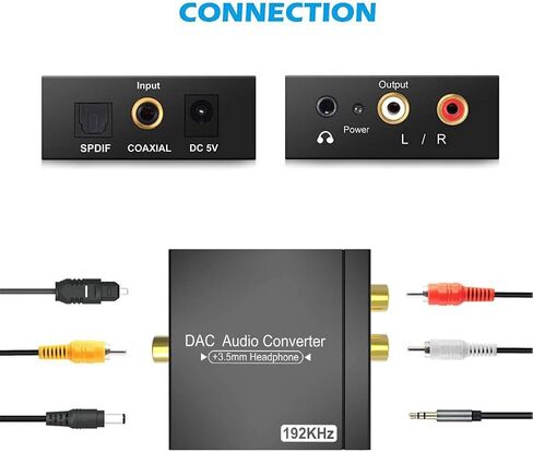 محول صوت رقمي إلى تناظري 192 كيلو هرتز، محول صوت AVMTON DAC رقمي SPDIF محوري إلى تناظري 3.5 مم جاك RCA L/R محول صوت لجهاز PS3/4 Xbox Blu Ray DVD HDTV سماعة رأس للسينما المنزلية in Saudi Arabia