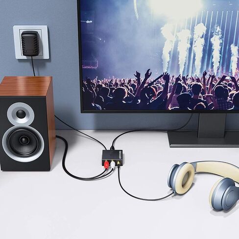 محول صوت رقمي إلى تناظري 192 كيلو هرتز، محول صوت AVMTON DAC رقمي SPDIF محوري إلى تناظري 3.5 مم جاك RCA L/R محول صوت لجهاز PS3/4 Xbox Blu Ray DVD HDTV سماعة رأس للسينما المنزلية in Saudi Arabia