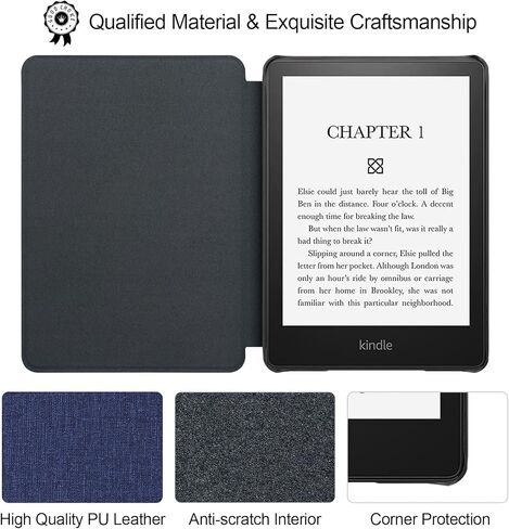 حافظة WALNEW لجهاز Kindle Paperwhite مقاس 6.8 بوصة الجيل الحادي عشر 2021 - غطاء كتاب ممتاز خفيف الوزن من جلد البولي يوريثان مع تنبيه/غفو تلقائي لجهاز Amazon Kindle Paperwhite 2021 Signature Edition/القارئ الإلكتروني للأطفال in Kuwait