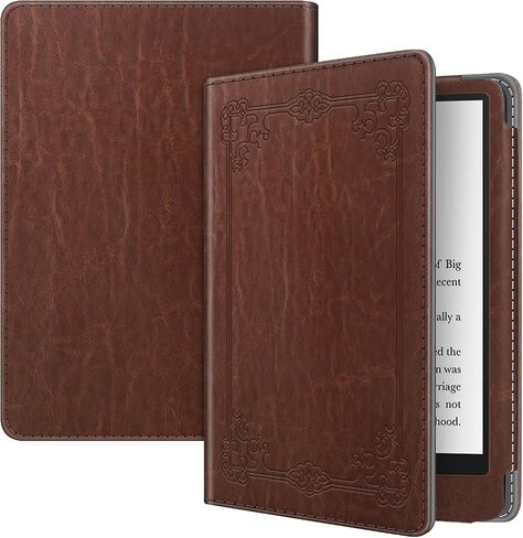 حافظة Fintie Folio لجهاز Kindle Paperwhite بحجم 6.8 بوصة (الجيل الحادي عشر - 2021) وإصدار Kindle Paperwhite Signature - غطاء مقاوم للصدمات من الجلد النباتي على شكل كتاب مع خاصية النوم/الاستيقاظ التلقائي، بني عتيق in Kuwait