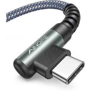 AINOPE 2-Pack USB C Cord 3.1A شحن سريع، [6.6ft+6.6ft] كابل شحن من النوع C زاوية قائمة، كابل USB مضفر من النايلون المتين إلى USB C متوافق مع Galaxy S10 S9 S8 Plus S21، LG V30، V20، G6 in Saudi Arabia