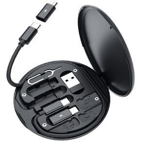 Yesimla USB C Adapter OTG Cable Kit, Multi Charging Cable Case Convertor USB C to iOS Device/Type C/Micro/USB A Adapter, Data Transfer Contains Card Slot for Traveling, Use as Phone Holder (Black)